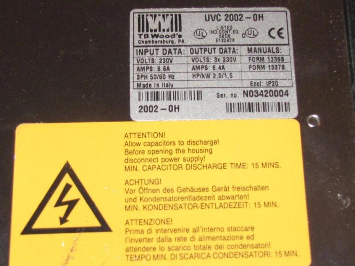 TB WOODS E-TRAC DRIVE UVC 2002-0H UVC2002-0H 2HP 230v 3ph NEW