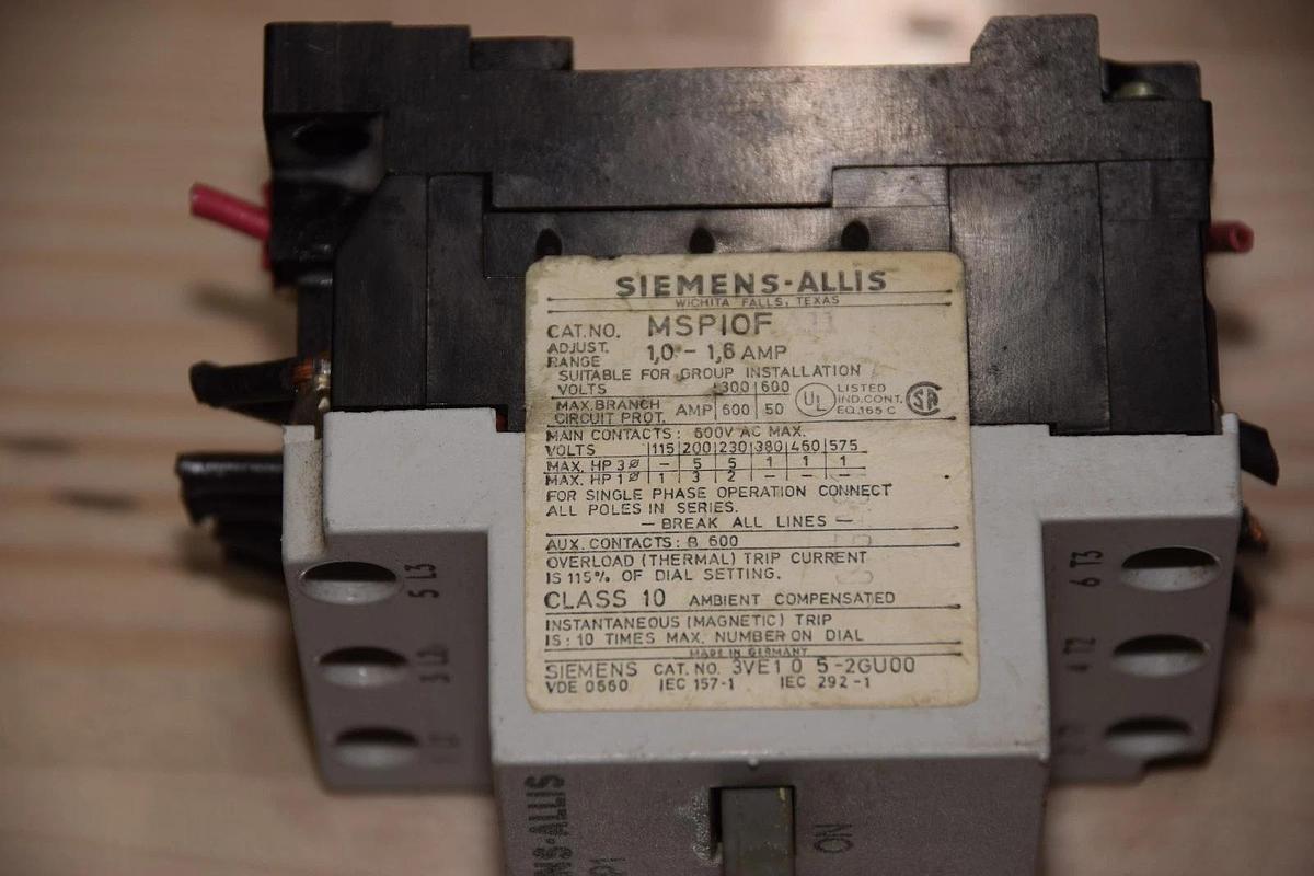Used SIEMENS-ALLIS MSP1 MSP10F CLASS 10 1,0-6,0 AMP CONTACTOR