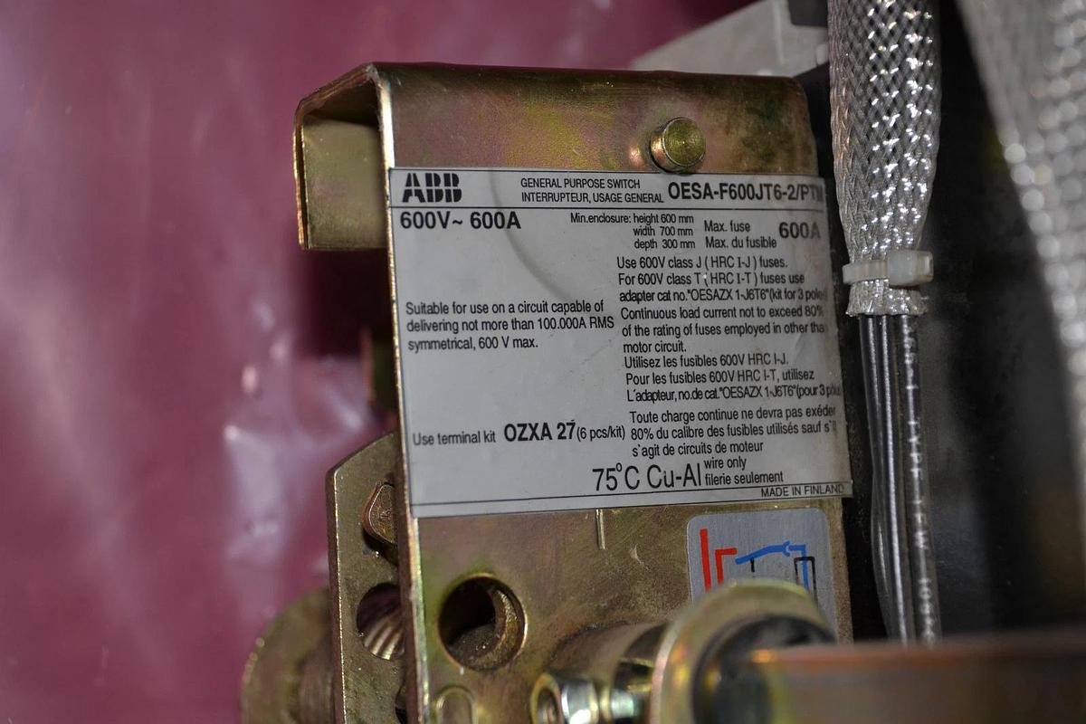 Used ABB FUSE SWITCH OESA-F600JT6-2/PTM OESA-F600JT6 2 PTM OESAF600JT62PTM
