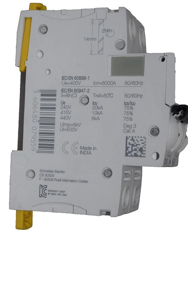 Used SCHNEIDER ELECTIRC iC60N C 10A , CNS14816-2 2P 400V Miniature Circuit Breaker
