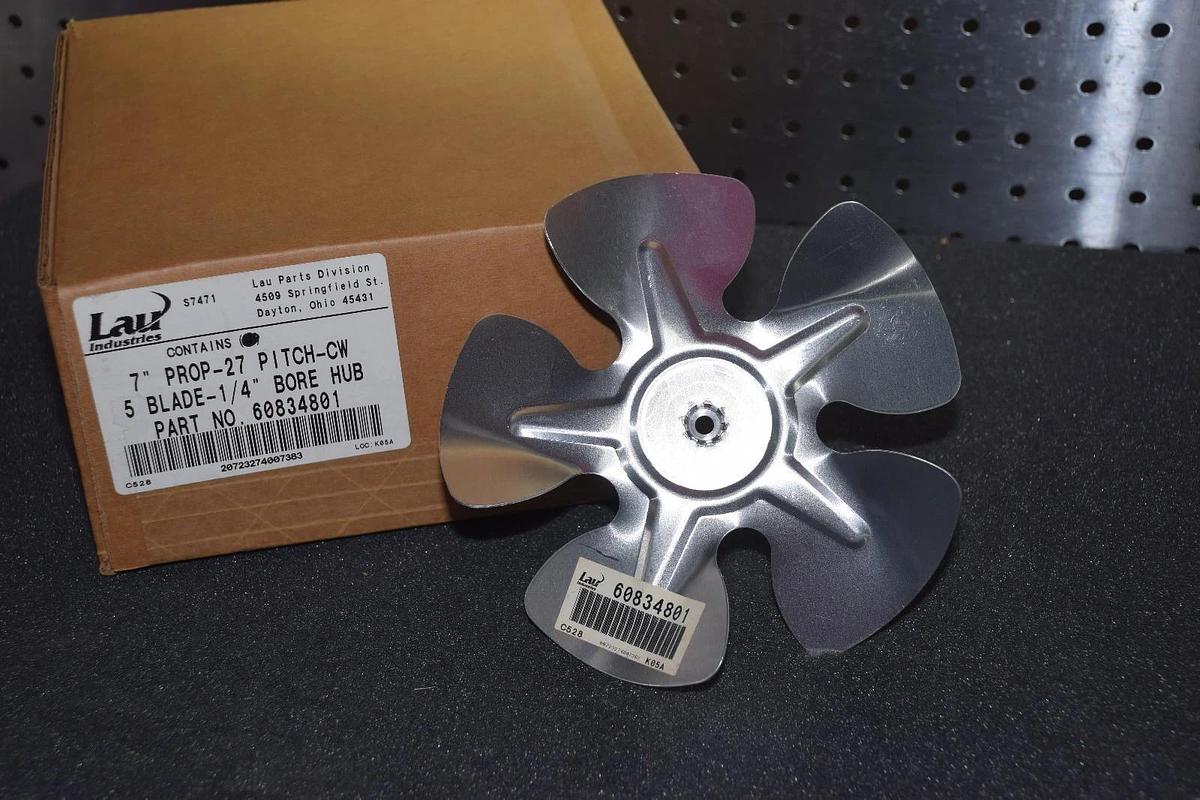(1) Lau Industries 7" Prop-27 Pitch-CW 5 Blade 1/4" bore Fan Blade 60834801 NEW