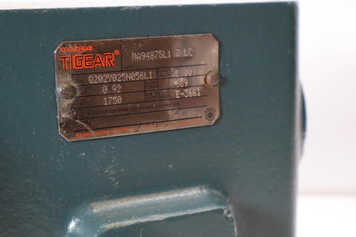 Refurbished Dodge Tigear Gear Box Speed Reducer Q202Y025N056L1 SF: 1 0.92Hp 1750rpm 1" Shaft