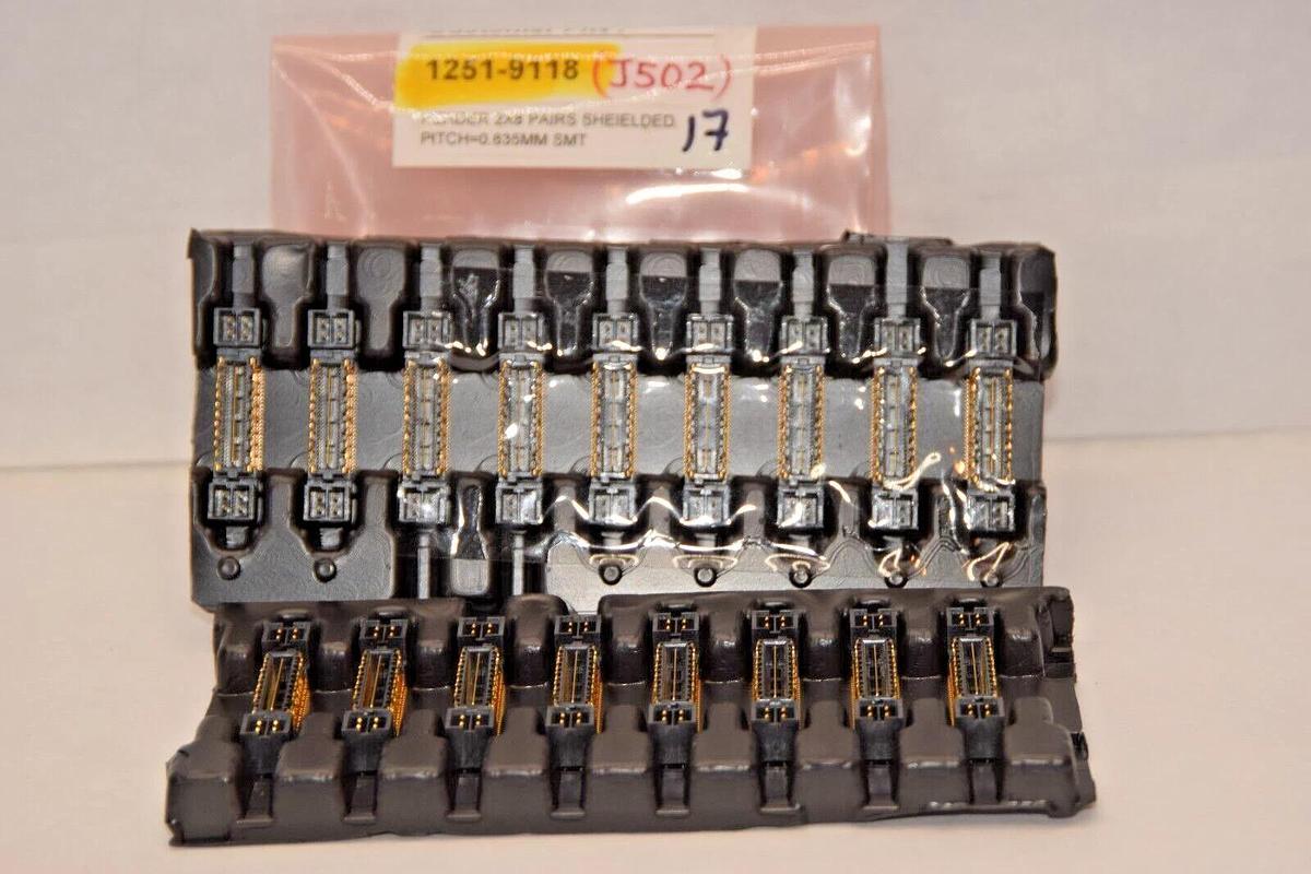 (NEW -Lot 17) 1251-9118 Header 2x8 Pairs Shielded Pitch = 0.635mm Connector