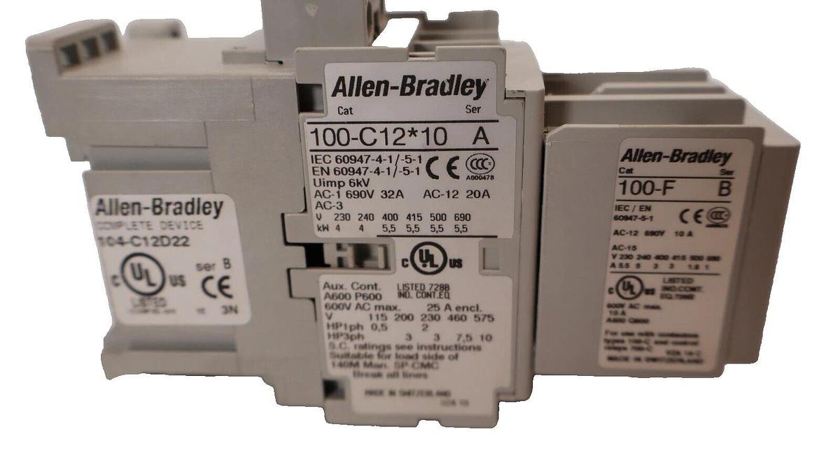 Used ALLEN BRADLEY 100-C12*10 Series A Conactor 110/120V Coil W/ 100-F Contact Block