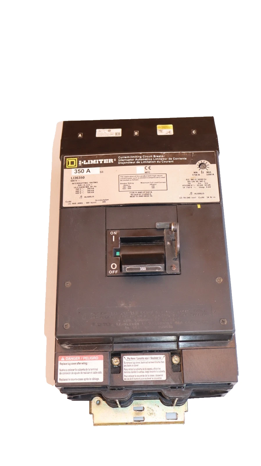 Used Square D I-Limiter Circuit Breaker LI36350 350A 350 Amp 3p 600v
