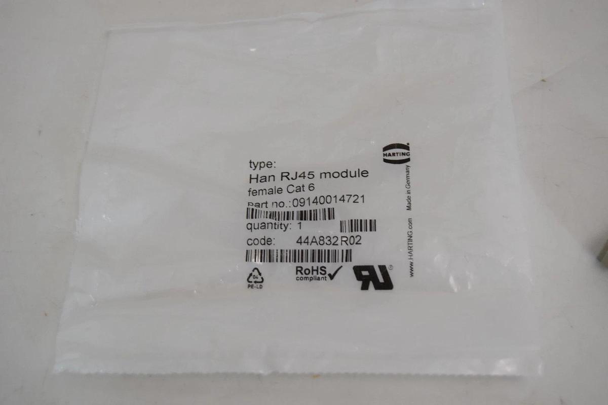 Harting Ethernet Module Connector RJ45 09140014721 Cat 6 Female Han RJ45 (New)
