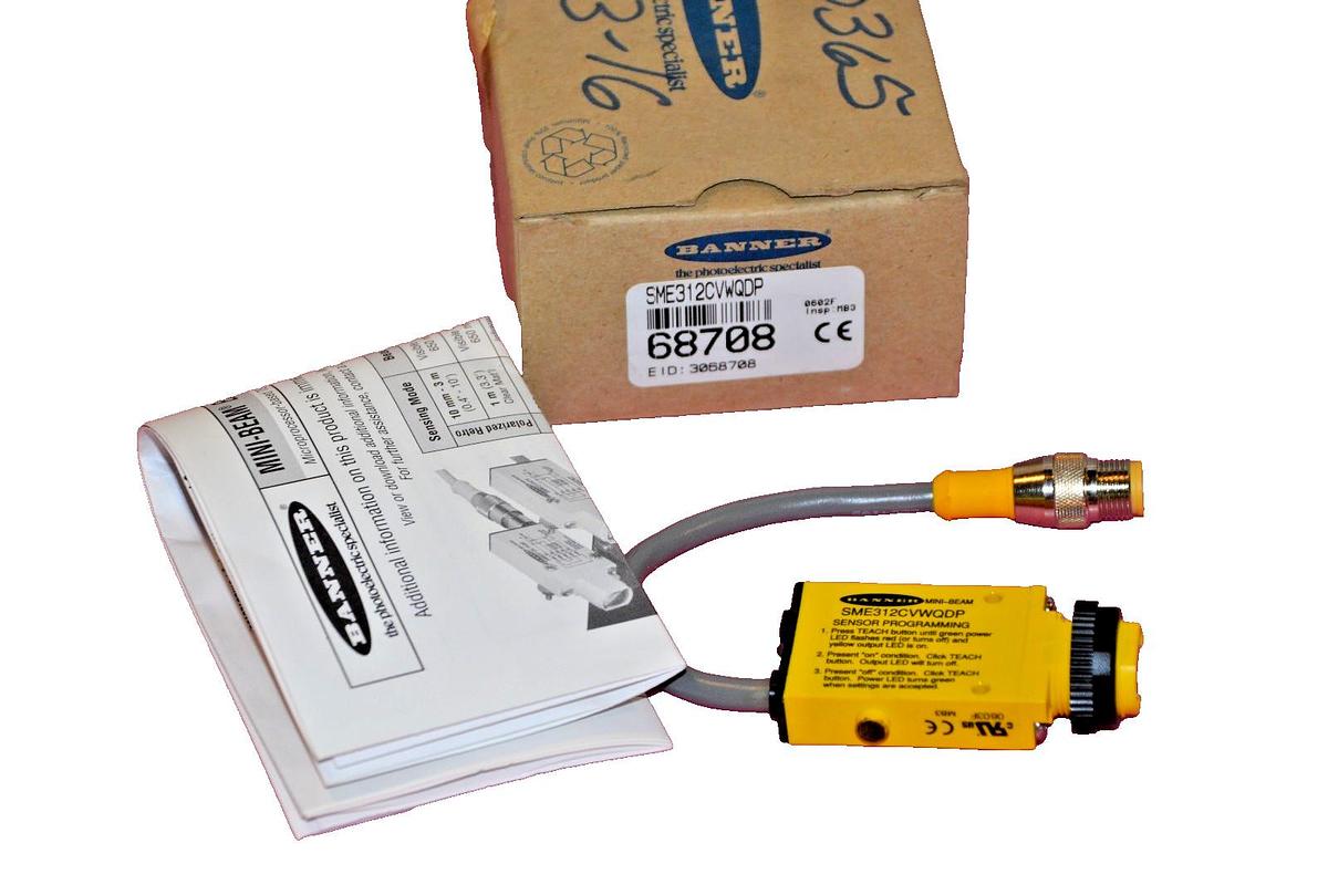 BANNER Mini-Beam Photoelectric Sensor SME312CVWQDP 68708 NEW