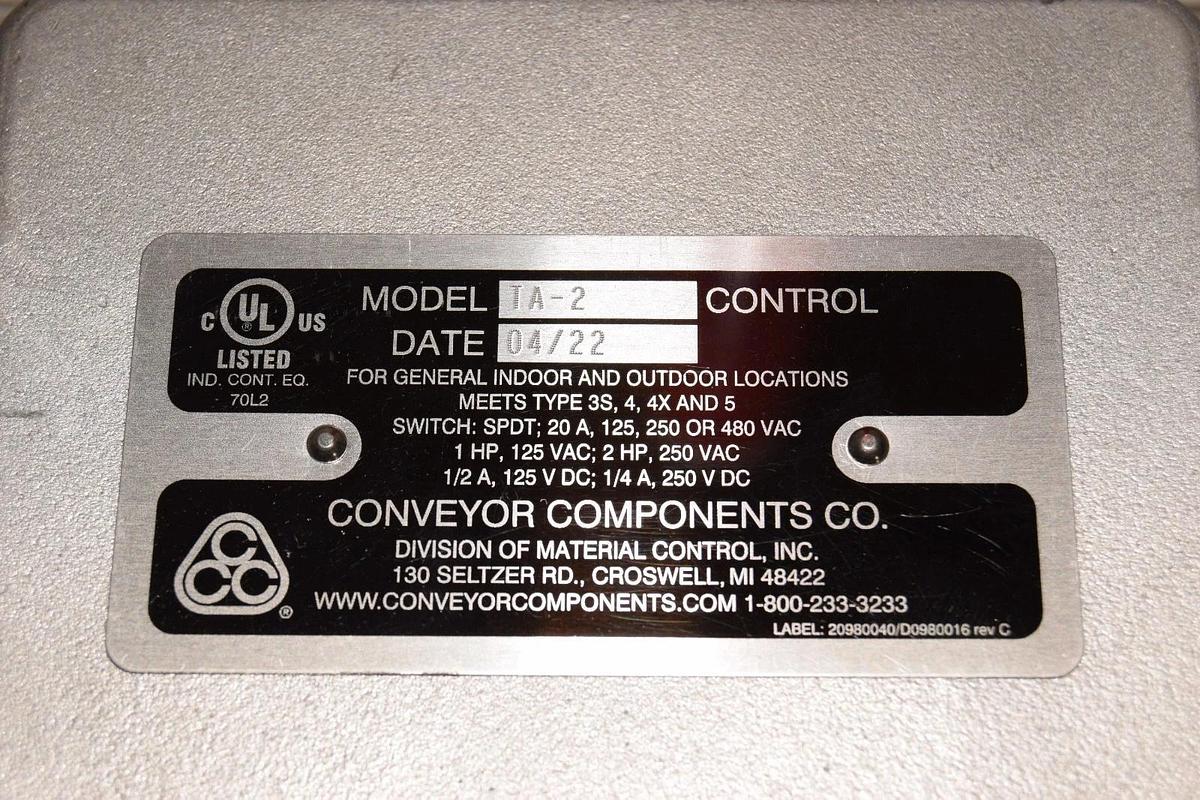 Conveyor Belt Alignment Safety Switch TA-2 20A 125/480VAC 125/250V DC 2HP 1HP