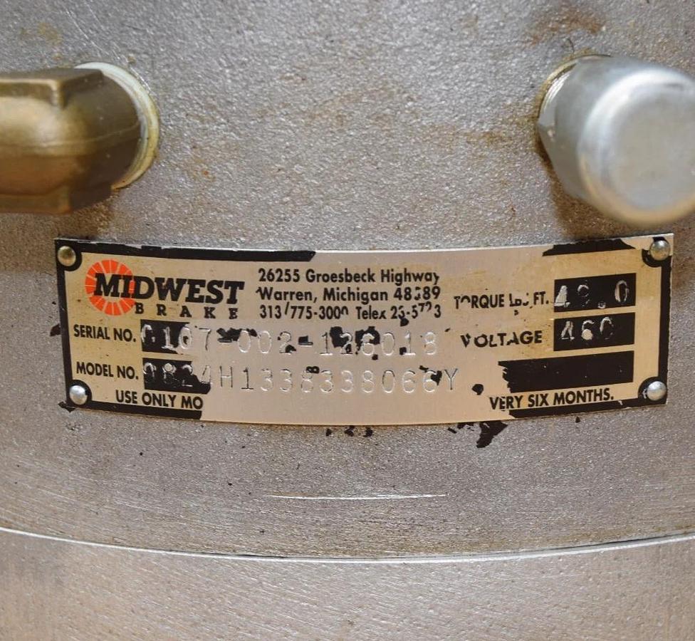 MIDWEST BRAKE 9824H1338338066Y 49 ft lbs 460v 1-1/2" 9824-H1338-3380-66Y NEW