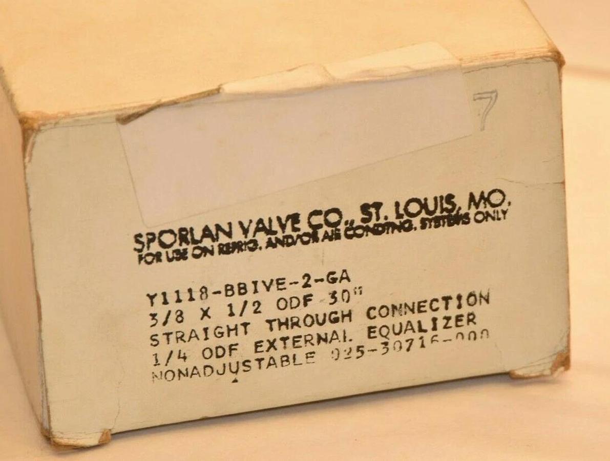 (NEW) SPORLAN VALVE Y1118-BBIVE-2-GA 3/8" x 1/2" odf Thermal Expansion Valve