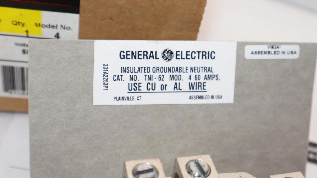 GE Insulated Groundable Neutral TNI62 600VAC 250DC 60Amp (Lot of 3)