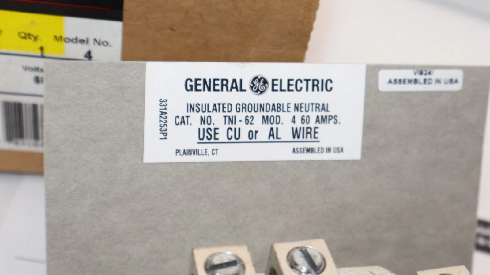 GE Insulated Groundable Neutral TNI62 600VAC 250DC 60Amp (Lot of 3)