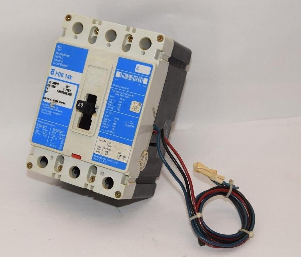 Used WESTINGHOUSE FDB3060LA05 60A Amp 3P 600Vac Ser. C Industrial Circuit Breaker