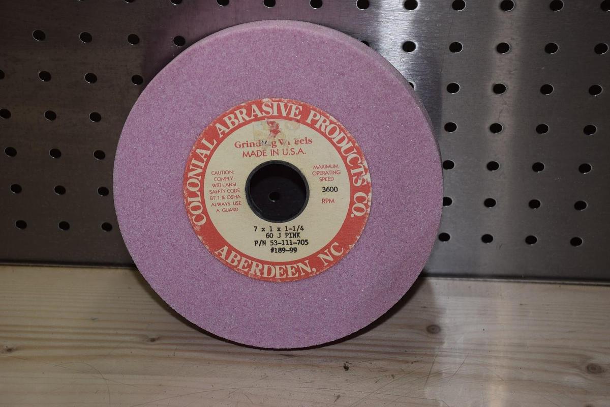 Colonial Abrasive 53-111-705, 60 J  Pink Grinding Wheel 7" x 1" x 1-1/4"