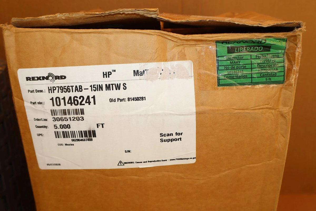 Rexnord Mat-Top Chain 5' 10146241 HP7956TAB-15IN MTW S HP7956TAB-15INMTWS (NEW)
