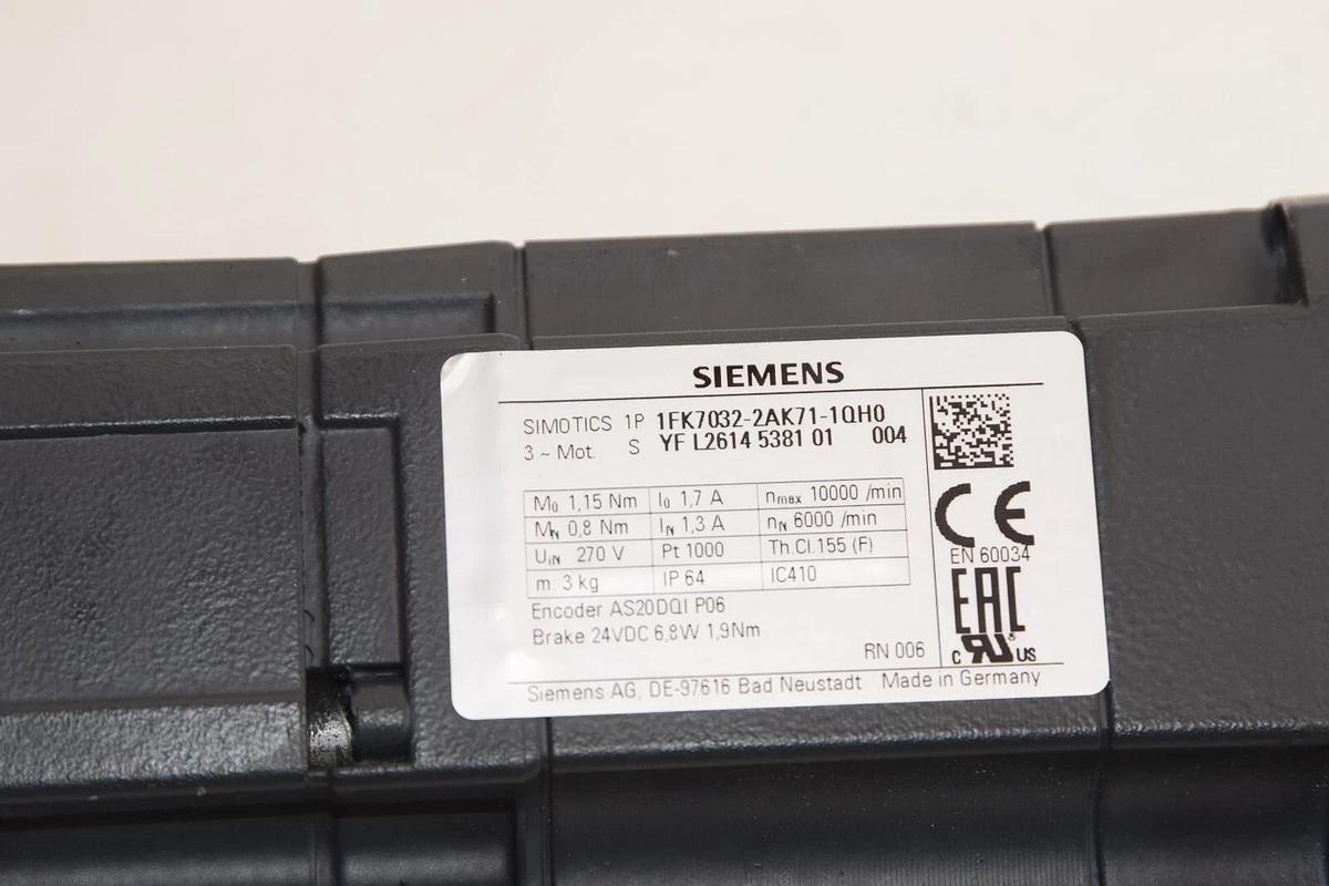 Used SIEMENS 1FK7032-2AK71-1QH0 Servo Motor