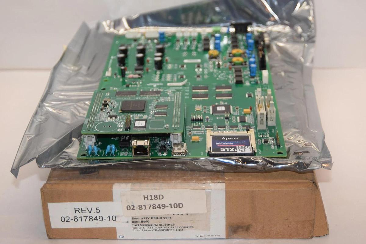 Used EMERSON / LIEBERT 02-817849-10 02-806802-00 Rev 5 HMI-II STS2 Assy Board