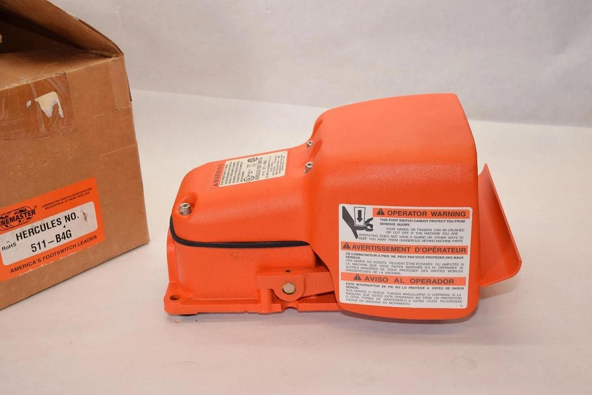 (NEW) LINEMASTER 511-B4G , 511B4G Anti-Trip Single Stage Hercules Footswitch