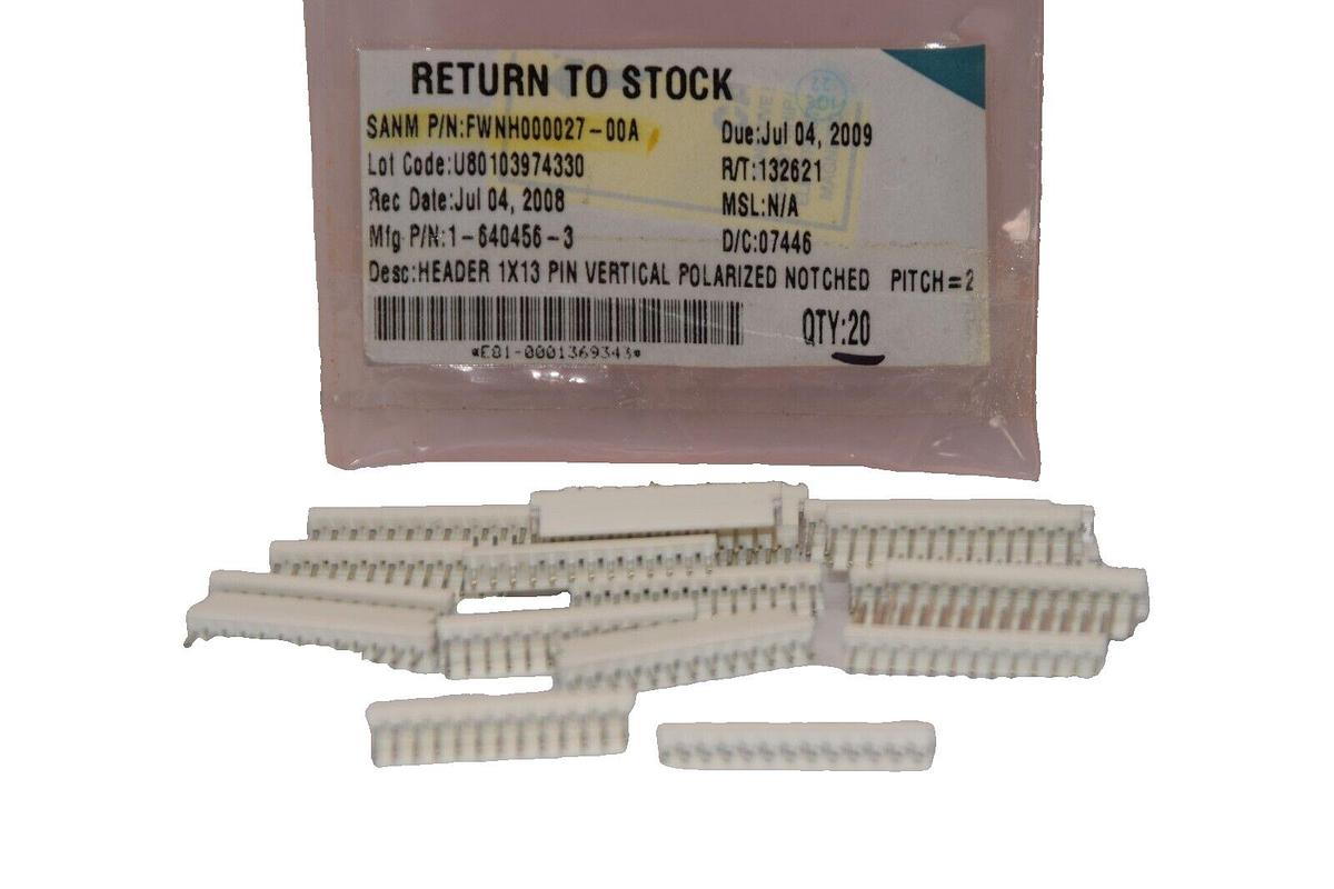 (NEW -Lot 20) 1-640456-3 , FWNH000027-00A 1x13 Pin Header Connector