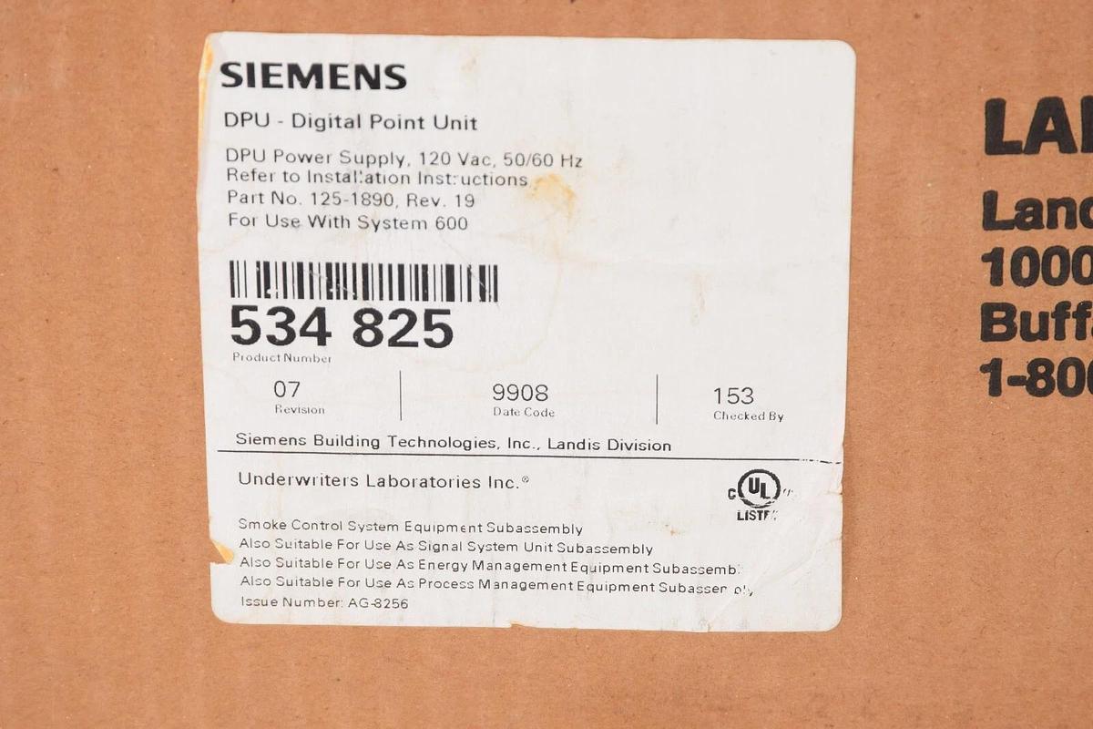 (NEW) SIEMENS 534 825 534825 125-1890 DPU Digital Point Unit Power Supply Board
