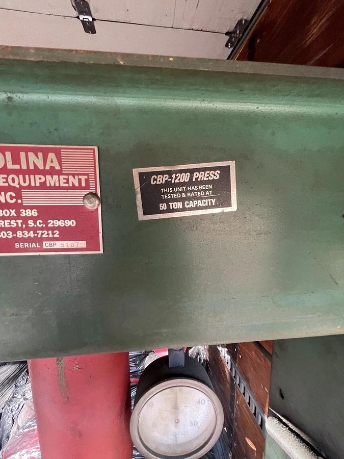 Used Carolina tool and equipment  CBP-1200  50 ton hydraulic Shop press CBP1200