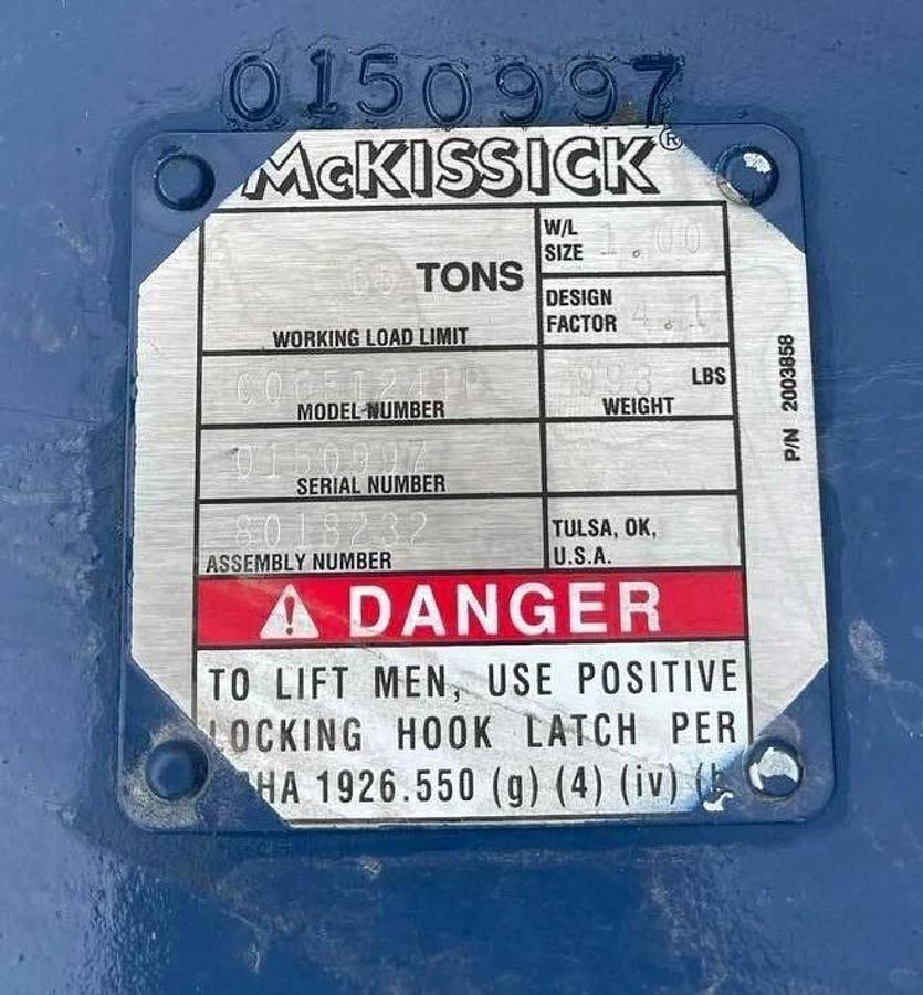 New, Mckissick 65 ton 680 Block Sheave Boom for Hook Capacity 65 Tons 24" triple