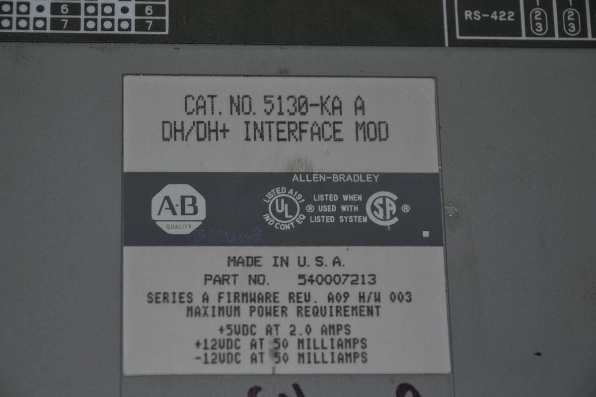 Used ALLEN BRADLEY DH/DH+ INTERFACE MODULE SER A 5130-KA 5130KA 540007213