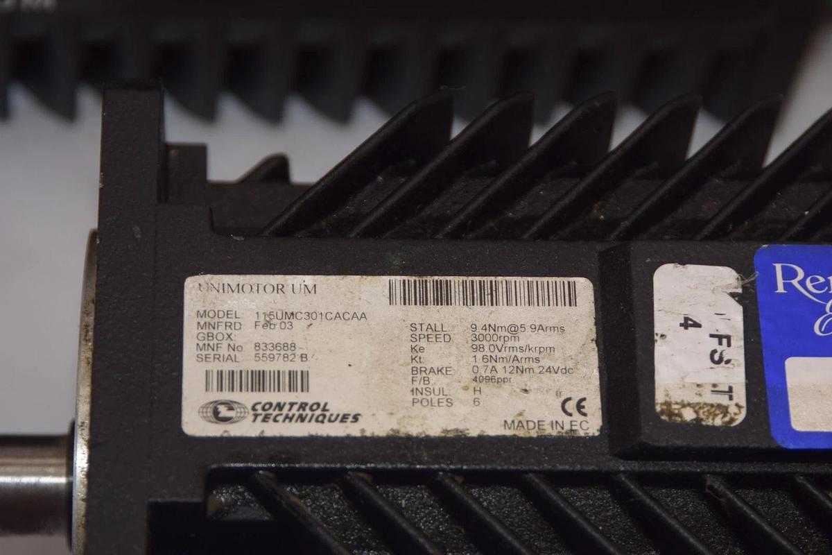 Used (Lot of 2) Control Techniques Brushless AC Servo Motor 115UMC301CACAA **AS-IS**