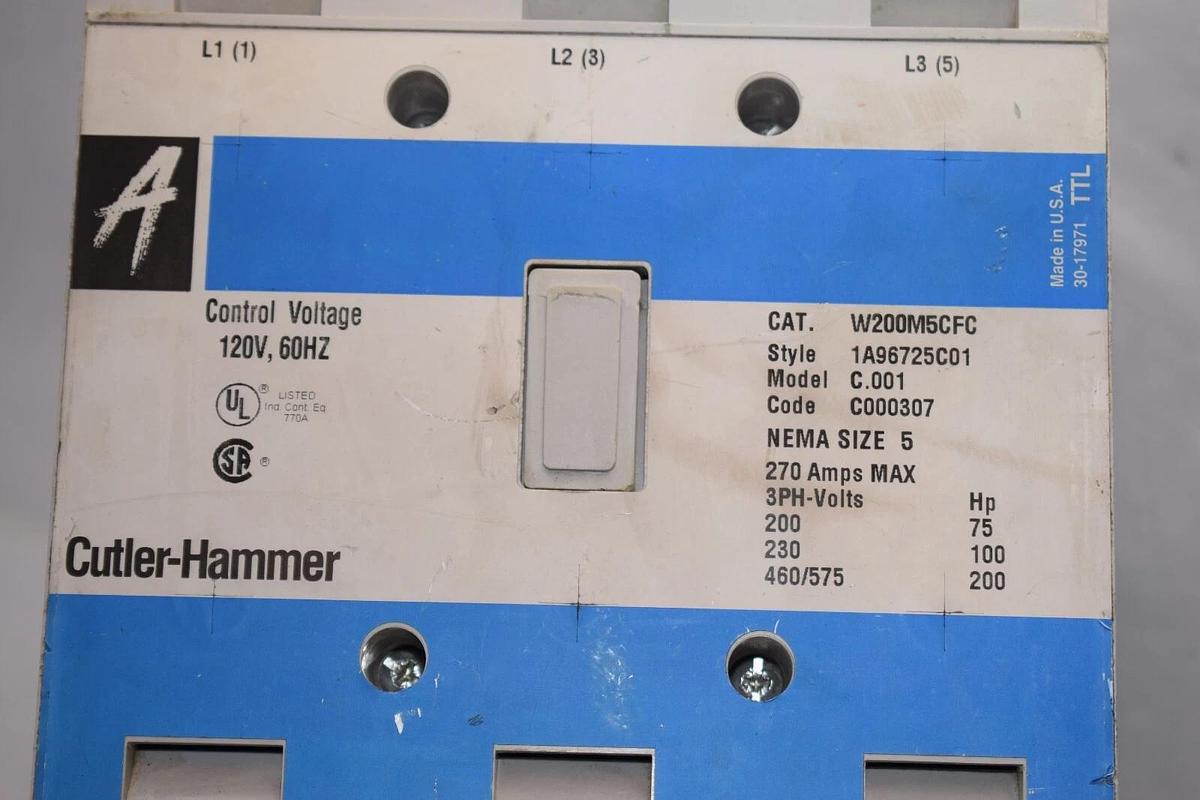 Cutler-Hammer Westinghouse W200M5CFC Size Sz 5 Motor Starter 1A96725C01 *REFURB*