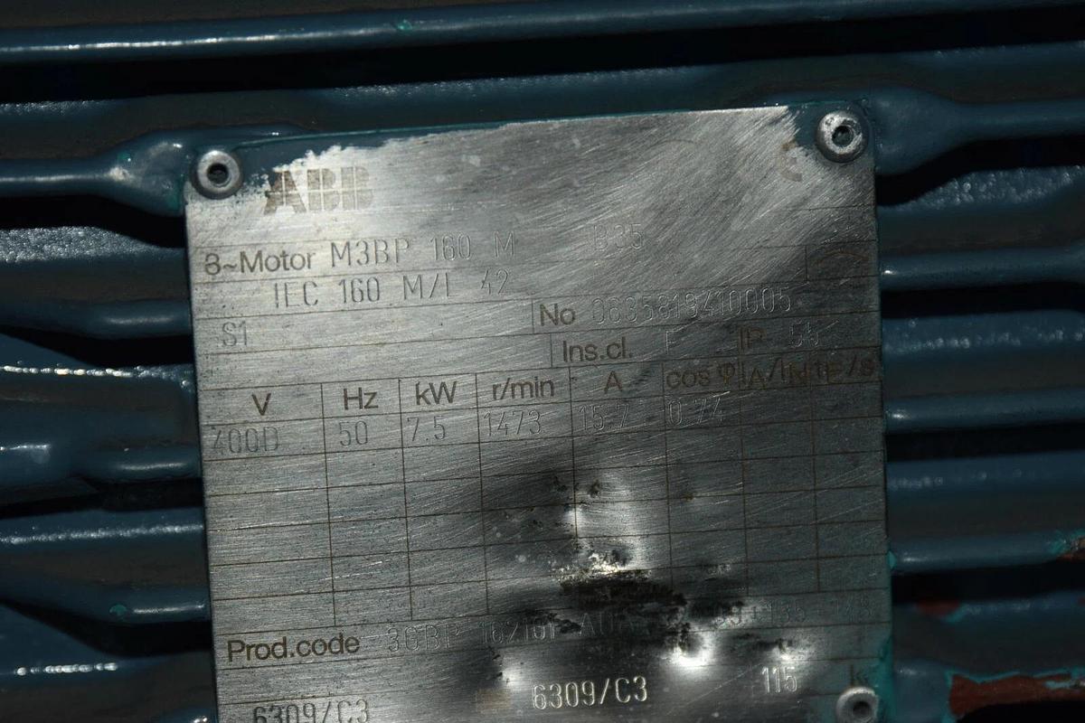 Refurbished ABB, 7.5kW 400DV  Electric Motor M3BP 160 M B35  1473 RPM 15.7A  M3BP160MB35