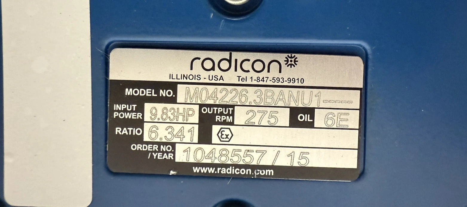 Radicon M04226.3BANU1, Gear Box reducer, Ratio 6.341:1, 9.83 HP (New)