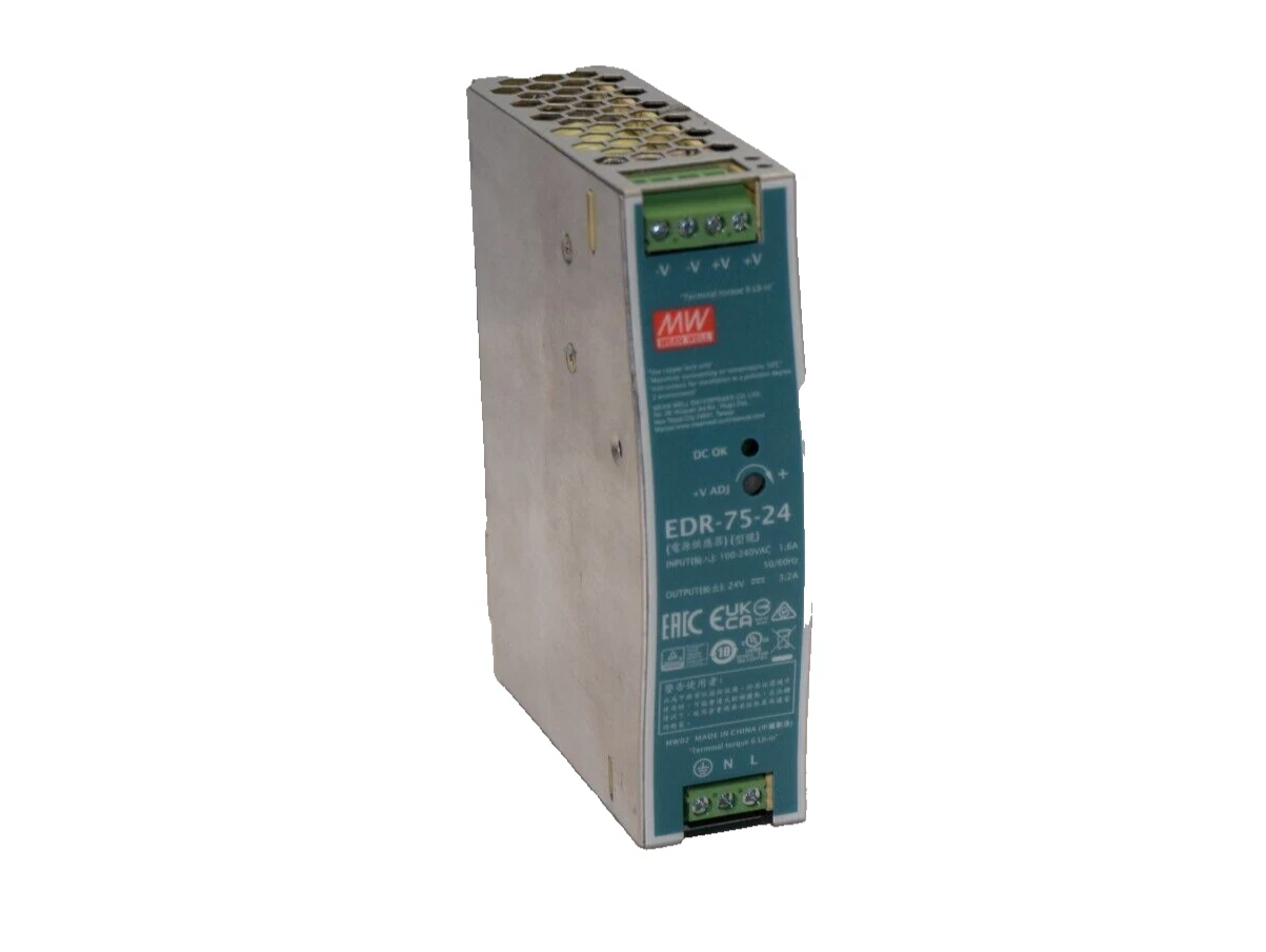 Used MEAN WELL EDR-75-24 , EDR7524 Rail Switching Power Supply 24V 3.2A