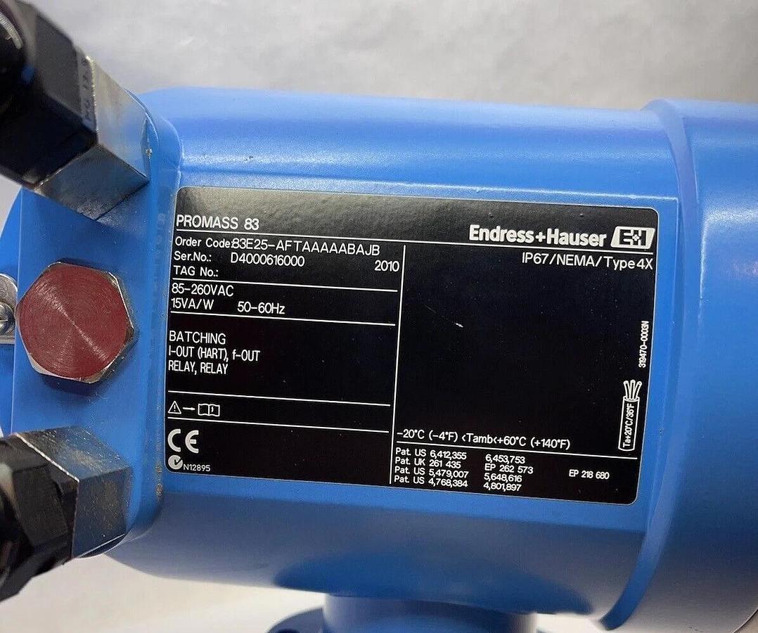 Used ENDRESS+HAUSER 83E25-AFTAAAAABAJB PROMASS E, FLOWMETER, DN25 1" CL.150 Stainless
