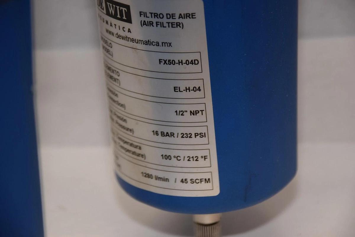 Used DEWIT NEUMATICA FX50-P-04D , FX50-M-04D , FX50-H-04D Air Filter Assembly
