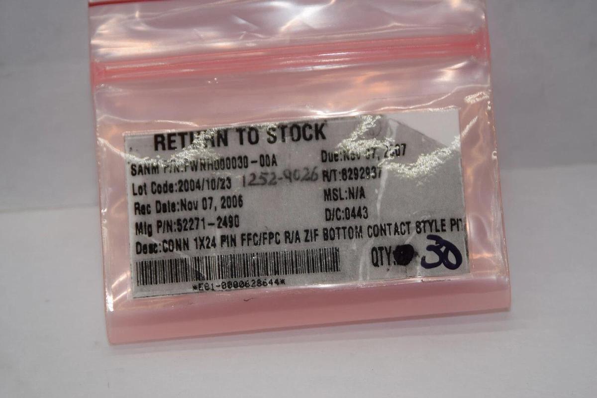 (NEW - Lot of 30) 52271-2490 Connector 1x24 Pin FFC/FPC R/A Bottom Contact Style