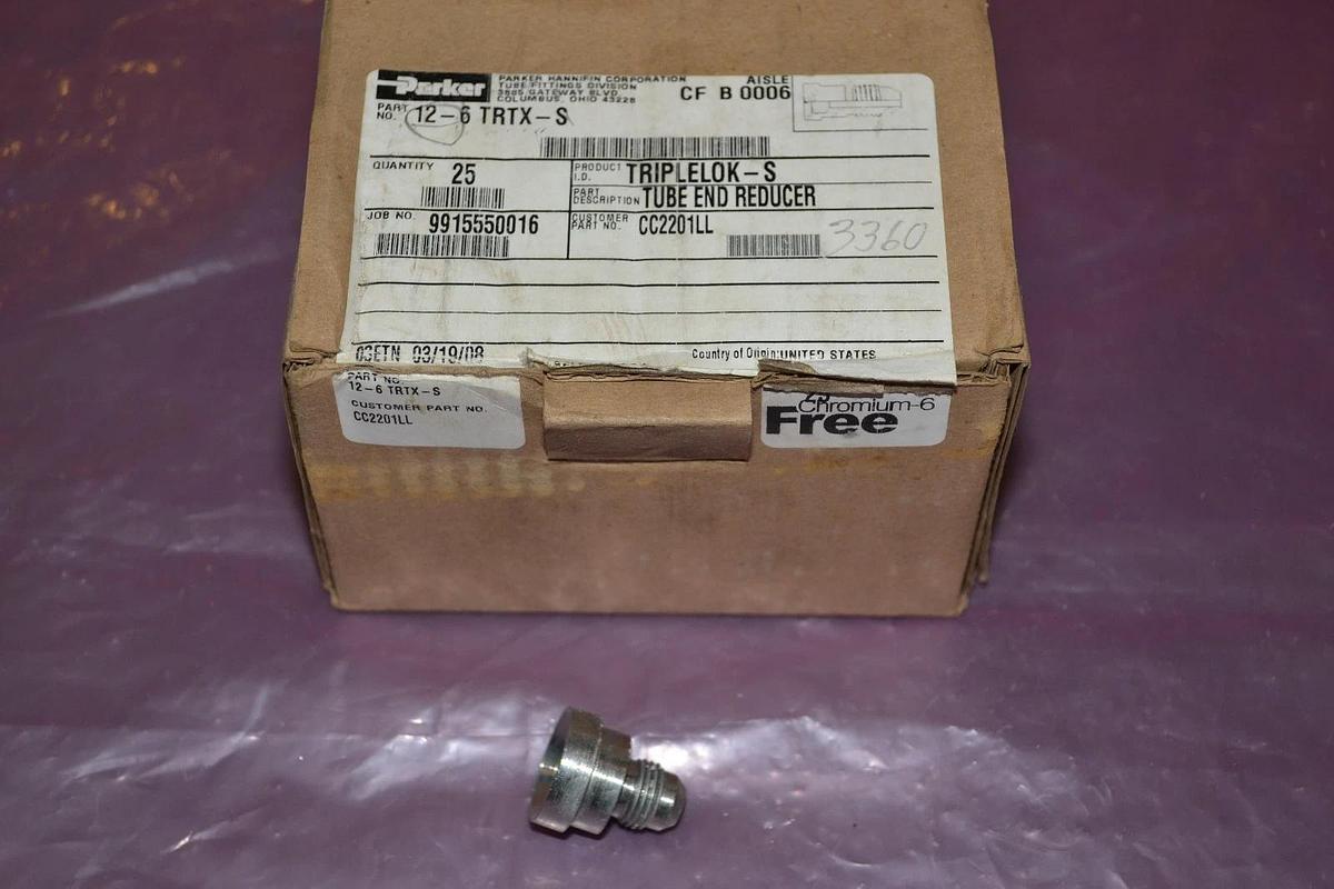 Box of 5 Parker 12F650X-S Triplelok-S ST THD Swivel 37Deg SAE STR THD NEW