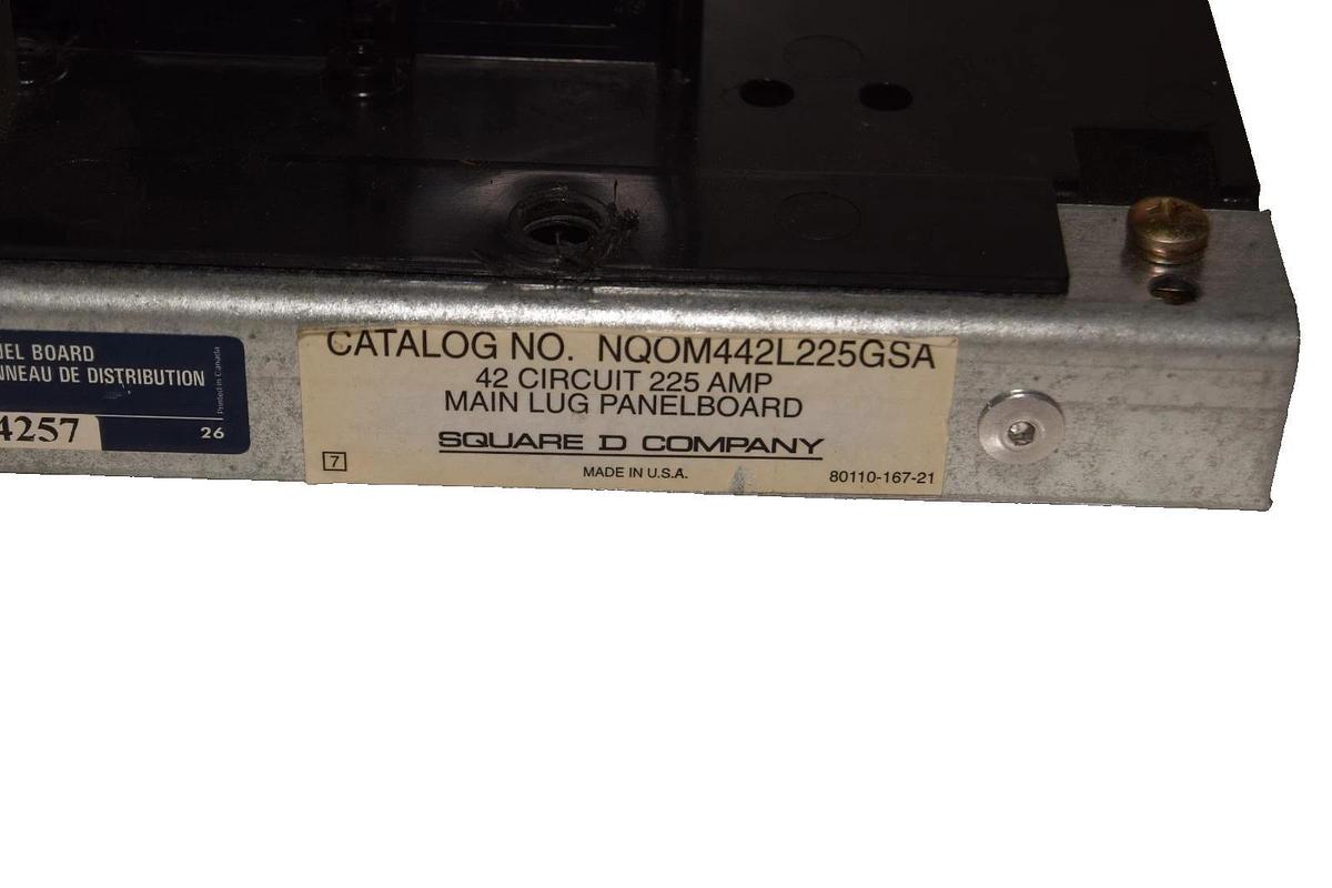 Used Square D NQOM442L225GSA 42 Circuit 225A Main Lug Panelboard Interior *Only*