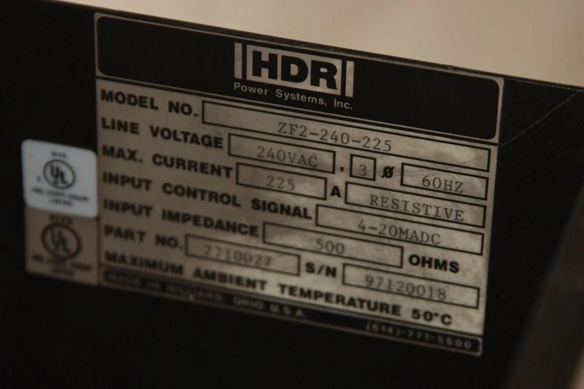 Used HDR / AMETEK  ZF2-240-225 240VAC 3PH 60Hz 225A 4-20MADC 500Ω Power Cont. Drive