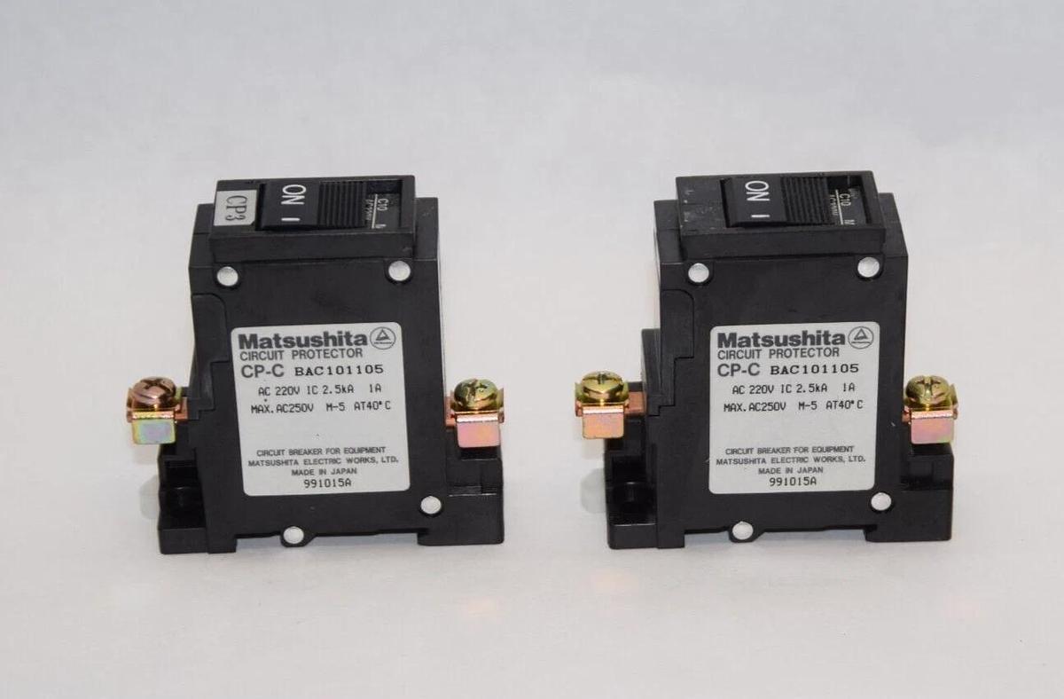 Used (Lot of 2) MATSUSHITA CP-C / BAC101105 220V 2.5kA 1A Circuit Protector