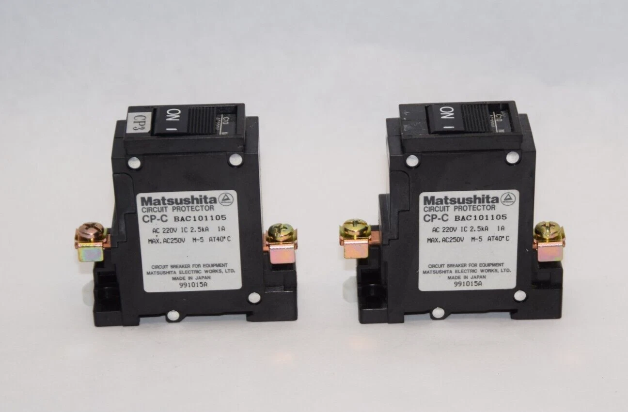 Used (Lot of 2) MATSUSHITA CP-C / BAC101105 220V 2.5kA 1A Circuit Protector