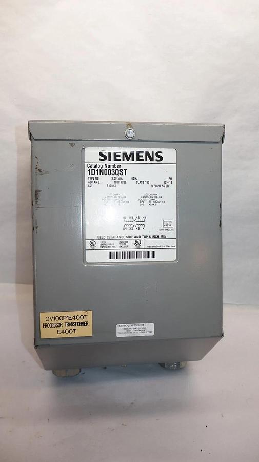 Used SIEMENS 1D1N003QST Type QB 1PH 3.00kVA 3kva 3 KVA 60Hz Processor Transformer