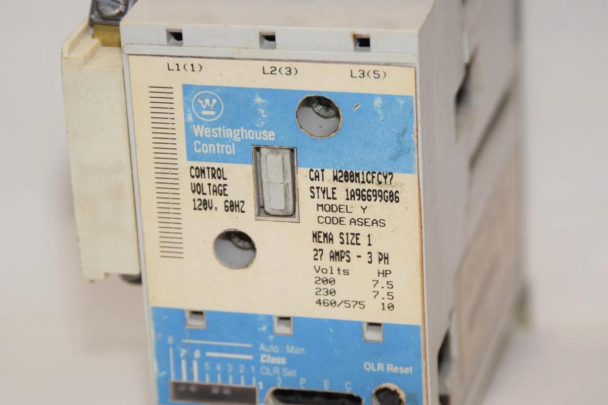 Used WESTINGHOUSE W200M1CFCY7 1A96699G06 Size Sz 1 3ph 120V Coil Contactor