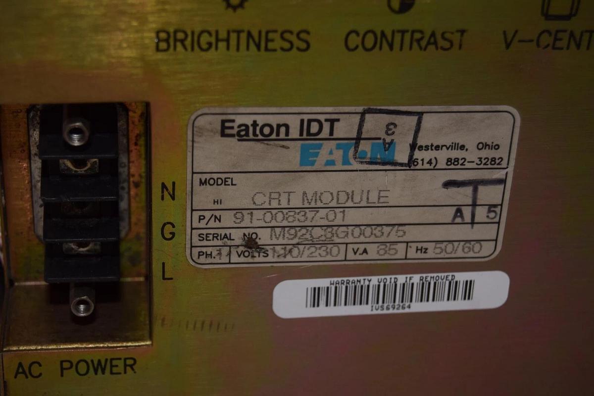 Used EATON PanelMate 2000 91-00837-01 CRT Module Monitor Screen *No Power Supply*