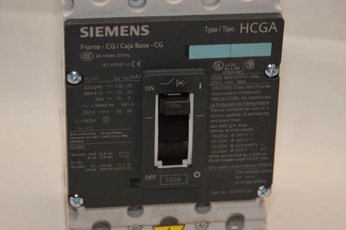 SIEMENS HCGA 100 Amp Breaker 3VL1110-2KE30-0AA0 3VL11102KE300AA0 HCS3S100 100A