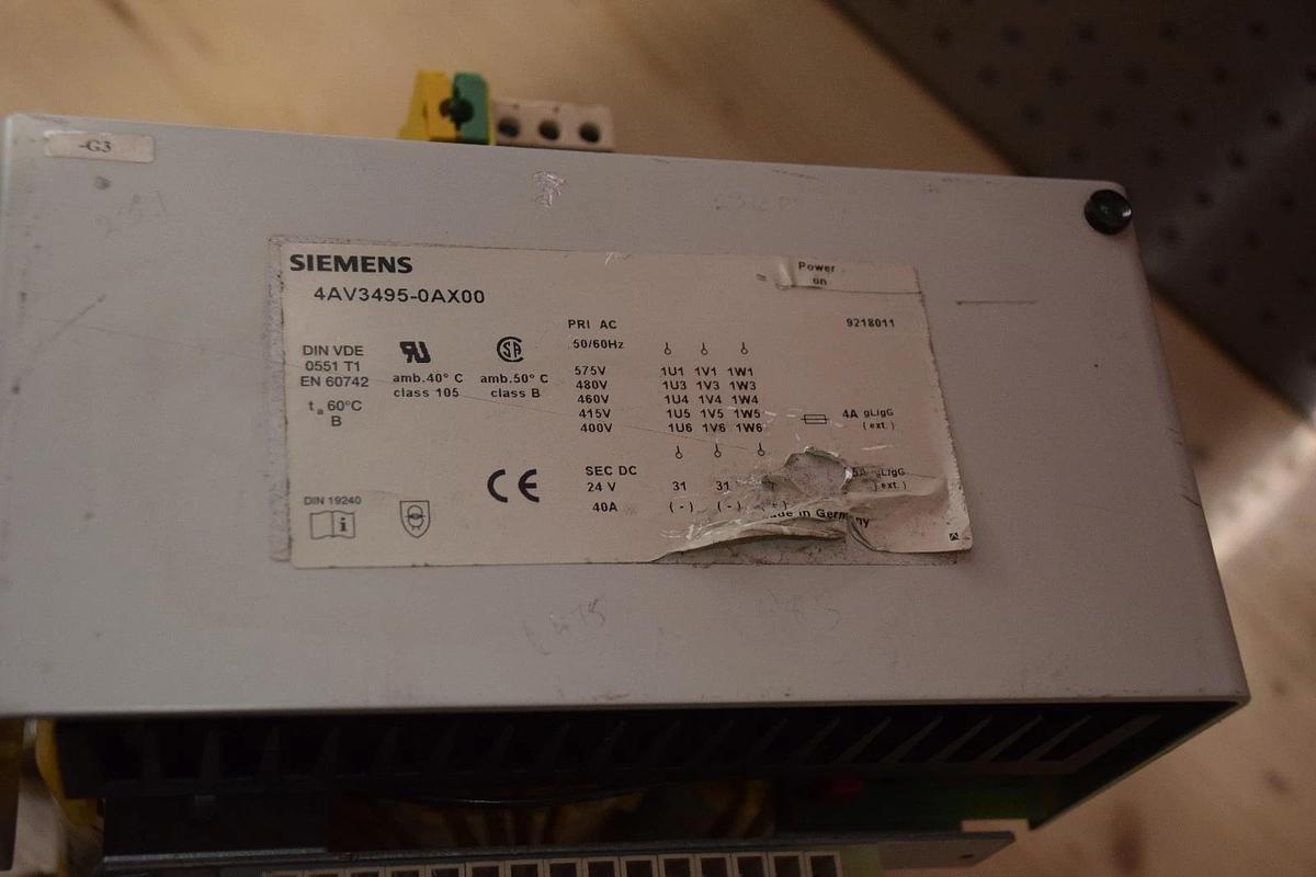 Used SIEMENS AC to DC TRANSFORMER 4AV3495-0AX00, 575V 50/60HZ 24VDC, 480V 460V 40A