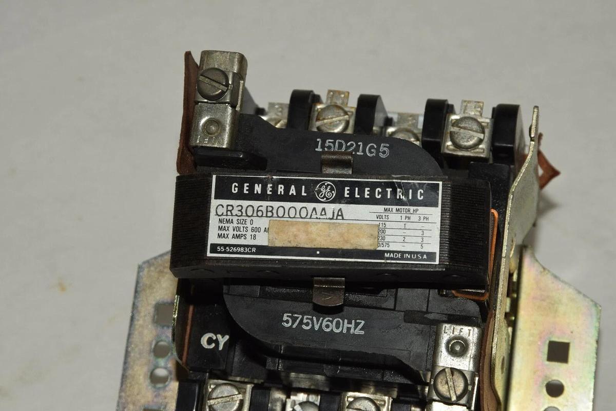 Used GENERAL ELECTRIC CR306B000AAJA Size 0 575V 600Vac 18A Starter