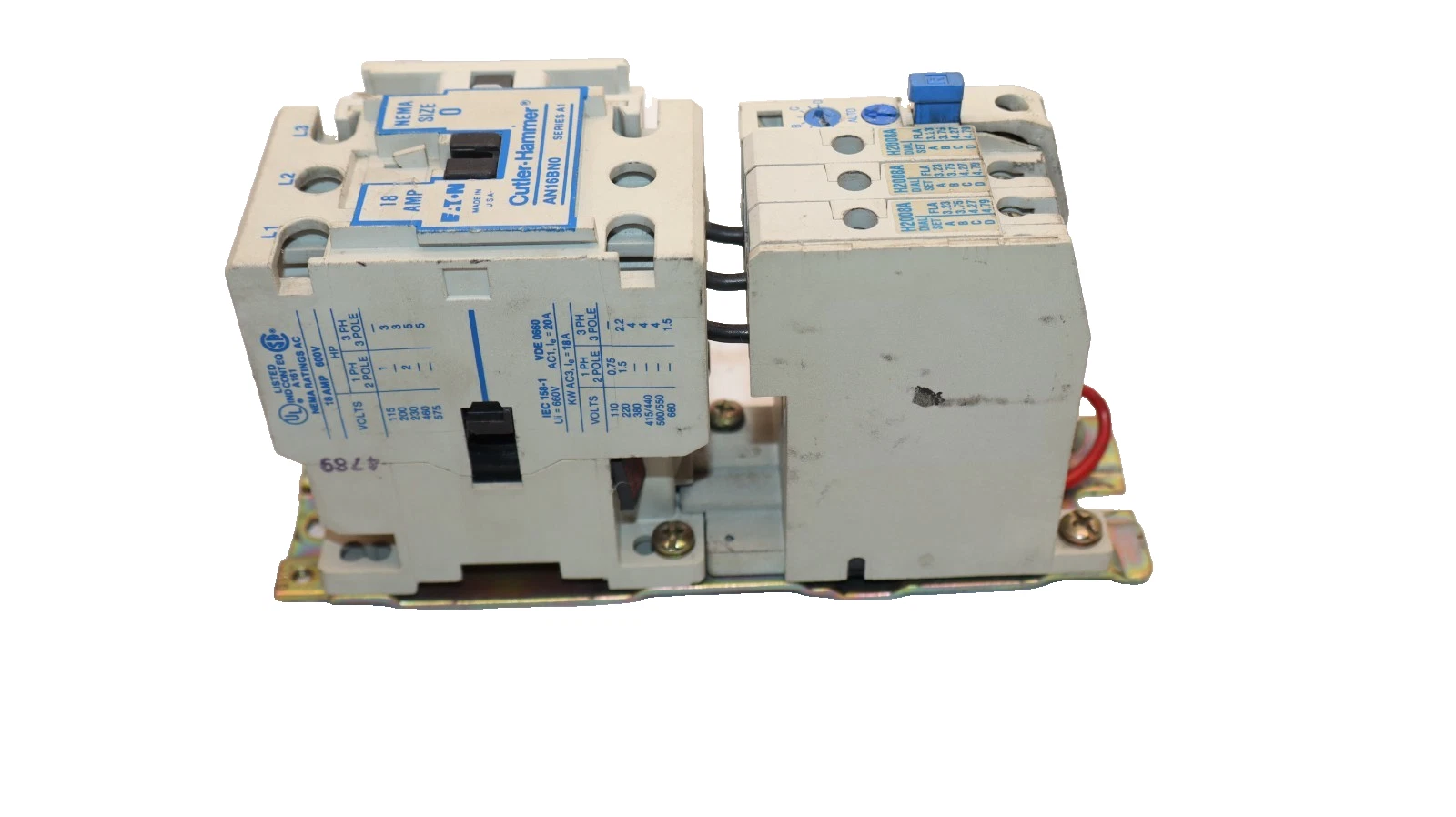 Used Cutler-Hammer Eaton Starter CH AN16BN0 Size Sz 0 600V 18A 18 Amp 120v coil