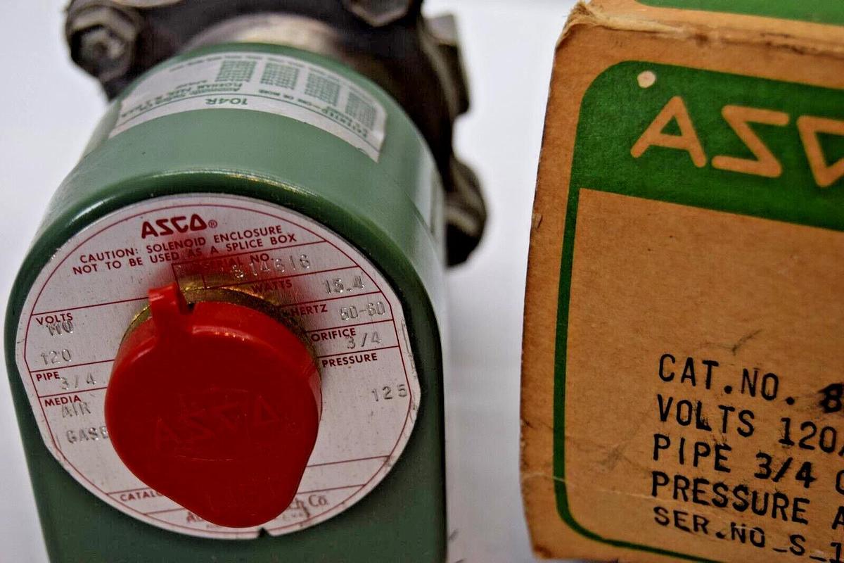 ASCO Solenoid Valve 821533 2NO 110/120v 3/4" 125psi (NEW)