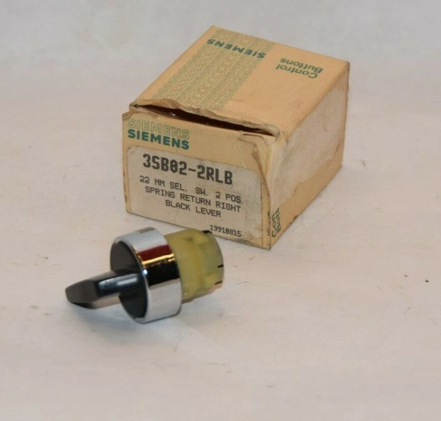 (NEW) SIEMENS 3SB02-2RLB 22mm 2POS Spring Return Black Selector Switch