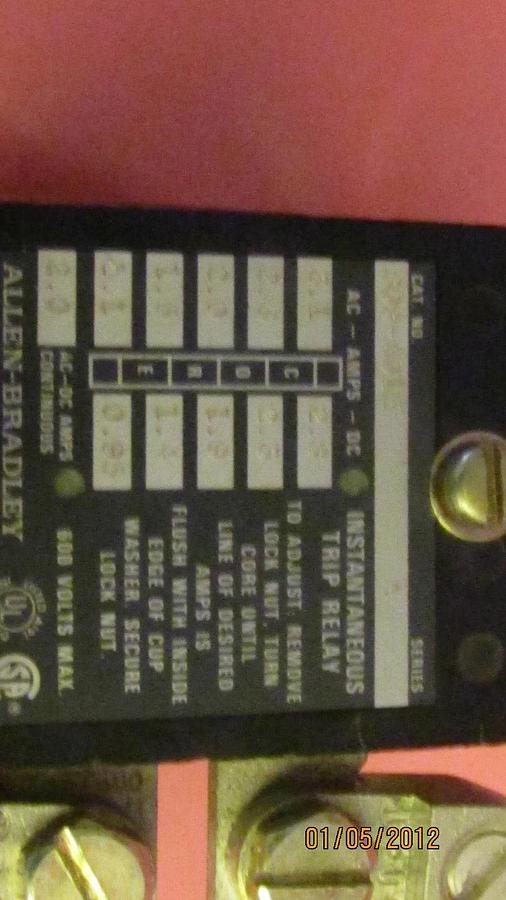 Used ALLEN BRADLEY TRIP RELAY 809-A01E 809 A01E 809A01E SER.A 600V 600 V 2A 2 A 2AMP